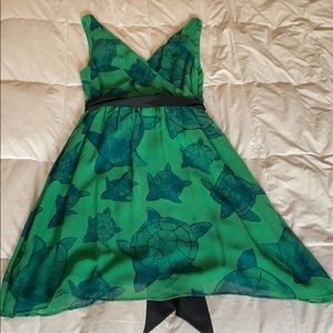Green turtle print Anthropologie dress